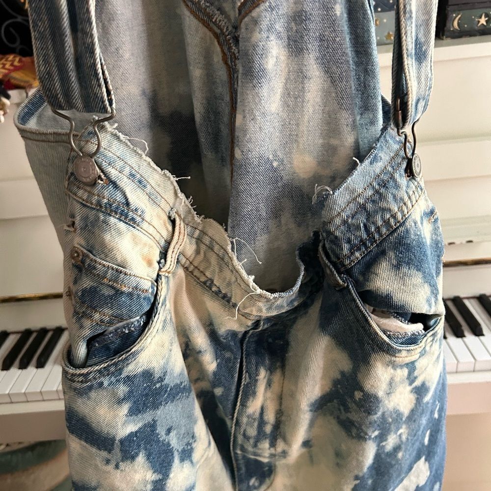 Upcycled Asymmetrical Tie-Dye Dress Denim Patchwork One Size Zebra - Picture 13 of 15